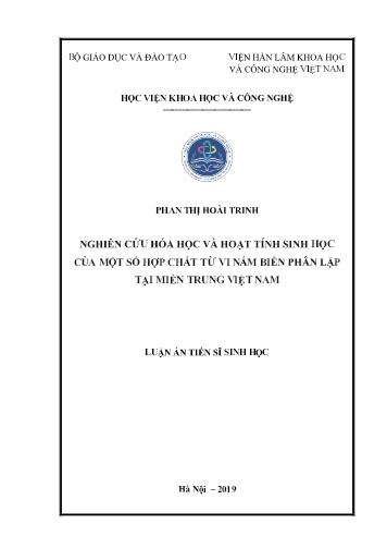 Luận án Nghiên cứu hóa học và hoạt tính sinh học của một số hợp chất từ vi nấm biển phân lập tại miền Trung Việt Nam
