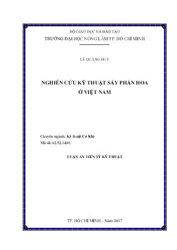 Luận án Nghiên cứu kỹ thuật sấy phấn hoa ở Việt Nam Luận án Nghiên cứu kỹ thuật sấy phấn hoa ở Việt Nam
