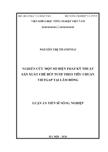 Luận án Nghiên cứu một số biện pháp kỹ thuật sản xuất chè búp tươi theo tiêu chuẩn Vietgap tại Lâm Đồng