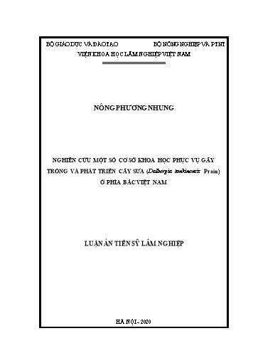Luận án Nghiên cứu một số cơ sở khoa học phục vụ gây trồng và phát triển cây sưa (Dalbergia tonkinensis Prain) ở phía Bắc Việt Nam