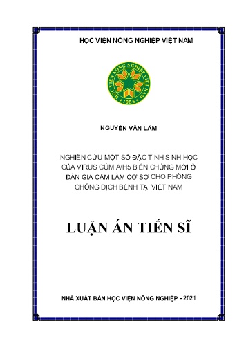 Luận án Nghiên cứu một số đặc tính sinh học của virus cúm A/H5 biến chủng mới ở đàn gia cầm làm cơ sở cho phòng chống dịch bệnh tại Việt Nam Luận án Nghiên cứu một số đặc tính sinh học của virus cúm A/H5 biến chủng mới ở đàn gia cầm làm cơ sở cho phòng chống dịch bệnh tại Việt Nam