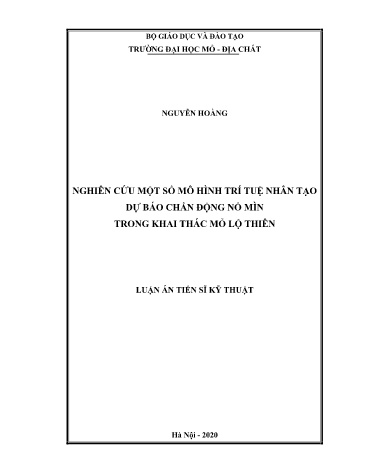 Luận án Nghiên cứu một số mô hình trí tuệ nhân tạo dự báo chấn động nổ mìn trong khai thác mỏ lộ thiên