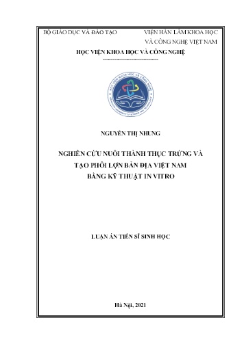 Luận án Nghiên cứu nuôi thành thục trứng và tạo phôi lợn bản địa Việt Nam bằng kỹ thuật in vitro Luận án Nghiên cứu nuôi thành thục trứng và tạo phôi lợn bản địa Việt Nam bằng kỹ thuật in vitro