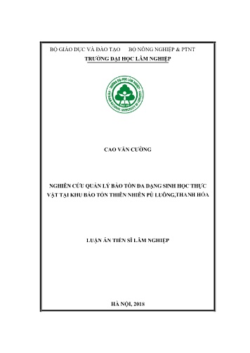 Luận án Nghiên cứu quản lý bảo tồn đa dạng sinh học thực vật tại khu bảo tồn thiên nhiên Pù Luông, Thanh Hóa