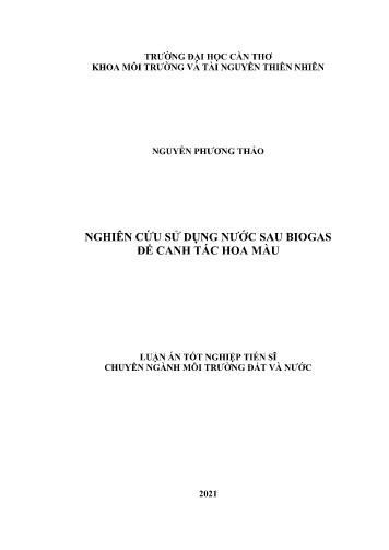 Luận án Nghiên cứu sử dụng nước sau biogas để canh tác hoa màu
