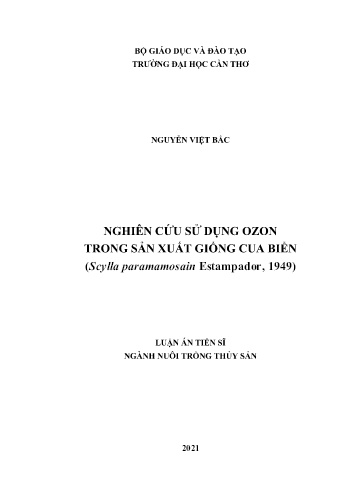 Luận án Nghiên cứu sử dụng Ozon trong sản xuất giống cua biển (Scylla paramamosain Estampador, 1949)