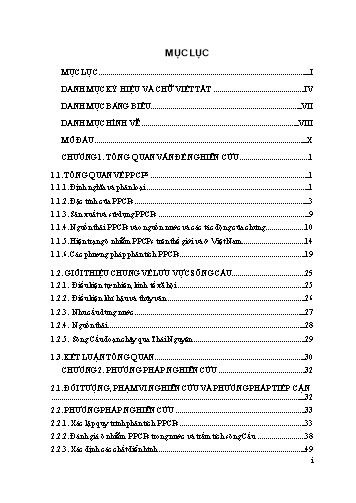 Luận án Nghiên cứu sự phân bố một số dược phẩm và sản phẩm chăm sóc cá nhân điển hình trong nước và trầm tích sông Cầu