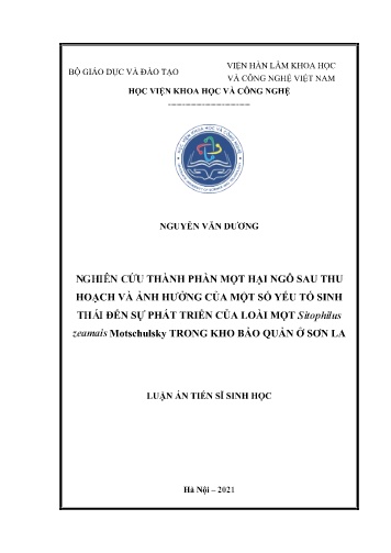 Luận án Nghiên cứu thành phần mọt hại ngô sau thu hoạch và ảnh hưởng của một số yếu tố sinh thái đến sự phát triển của loài mọt sitophilus zeamais motschulsky trong kho bảo quản ở Sơn La
