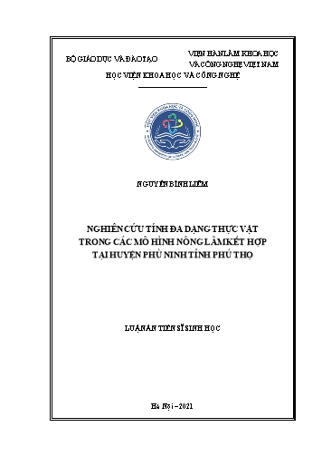 Luận án Nghiên cứu tính đa dạng thực vật trong các mô hình nông lâm kết hợp tại huyện Phù Ninh tỉnh Phú Thọ