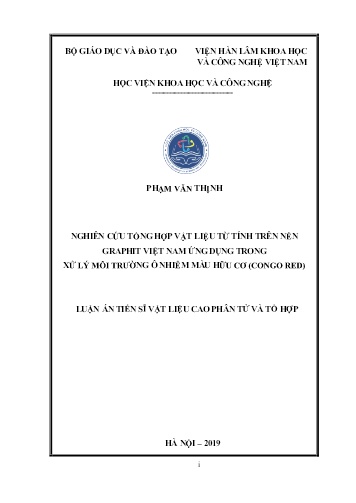 Luận án Nghiên cứu tổng hợp vật liệu từ tính trên nền graphit Việt Nam ứng dụng trong xử lý môi trường ô nhiễm màu hữu cơ (Congo red)