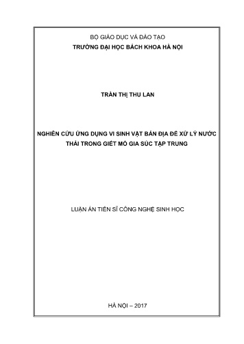 Luận án Nghiên cứu ứng dụng vi sinh vật bản địa để xử lý nước thải trong giết mổ gia súc tập trung