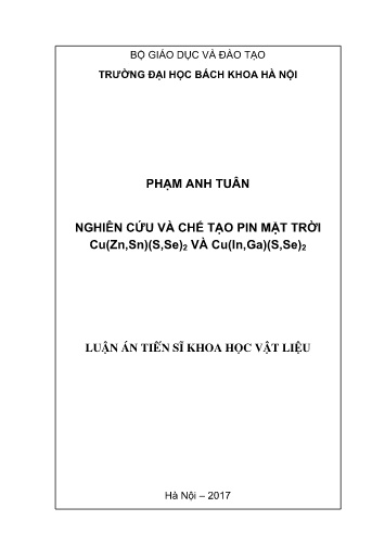 Luận án Nghiên cứu và chế tạo pin mặt trời Cu(Zn,Sn)(S,Se)₂ VÀ Cu(In,Ga)(S,Se)₂