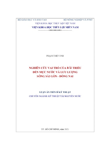 Luận án Nghiên cứu vai trò của bãi triều đến mực nước và lưu lượng sông Sài Gòn - Đồng Nai