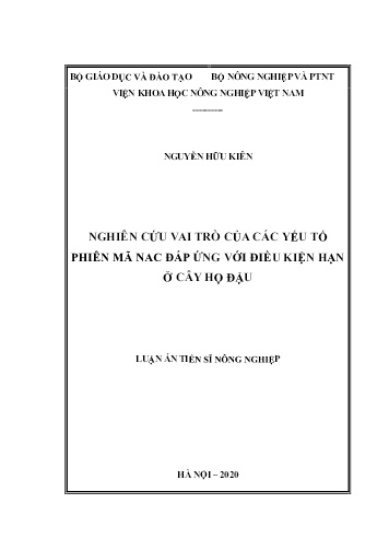 Luận án Nghiên cứu vai trò của các yếu tố phiên mã NAC đáp ứng với điều kiện hạn ở cây họ đậu Luận án Nghiên cứu vai trò của các yếu tố phiên mã NAC đáp ứng với điều kiện hạn ở cây họ đậu