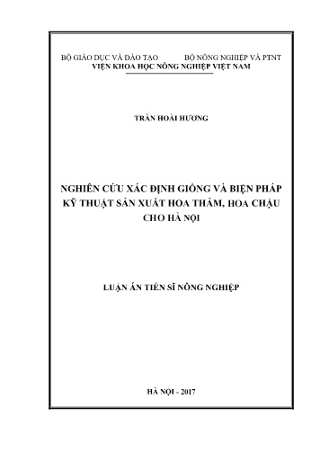 Luận án Nghiên cứu xác định giống và biện pháp kỹ thuật sản xuất hoa thảm, hoa chậu cho Hà Nội