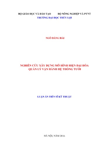 Luận án Nghiên cứu xây dựng mô hình hiện đại hóa quản lý vận hành hệ thống tưới Luận án Nghiên cứu xây dựng mô hình hiện đại hóa quản lý vận hành hệ thống tưới
