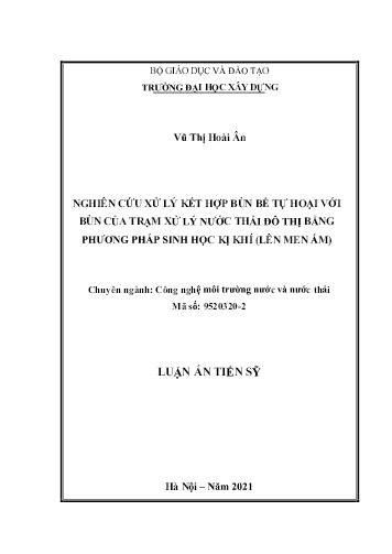 Luận án Nghiên cứu xử lý kết hợp bùn bể tự hoại với bùn của trạm xử lý nước thải đô thị bằng phương pháp sinh học kị khí (lên men ấm)