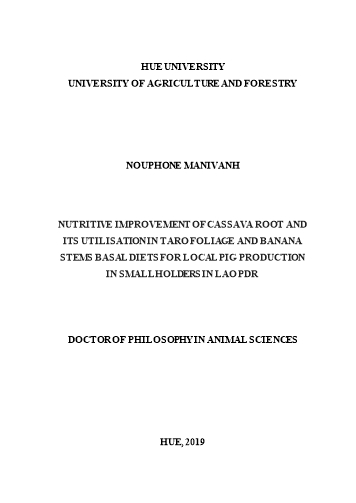 Luận án Nutritive improvement of cassava root and its utilisation in taro foliage and banana stems basal diets for local pig production in smallholders in lao PDR Luận án Nutritive improvement of cassava root and its utilisation in taro foliage and banana stems basal diets for local pig production in smallholders in lao PDR