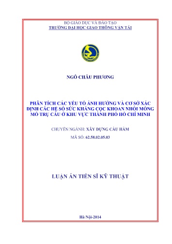 Luận án Phân tích các yếu tố ảnh hưởng và cơ sở xác định các hệ số sức kháng cọc khoan nhồi móng mố trụ cầu ở khu vực Thành phố Hồ Chí Minh
