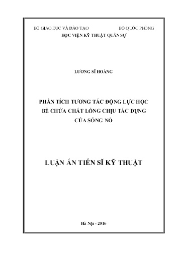 Luận án Phân tích tương tác động lực học bể chứa chất lỏng chịu tác dụng của sóng nổ