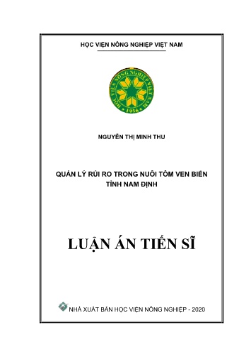 Luận án Quản lý rủi ro trong nuôi tôm ven biển tỉnh Nam Định Luận án Quản lý rủi ro trong nuôi tôm ven biển tỉnh Nam Định