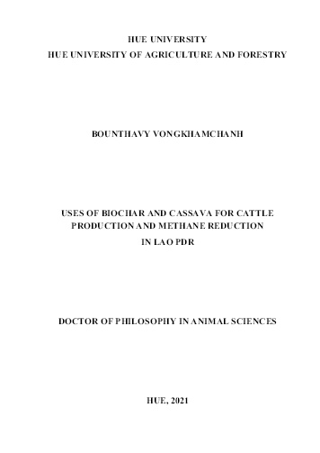 Luận án Sử dụng biochar và sắn trong chăn nuôi bò và việc giảm thải khí Mê-tan ở Lào
