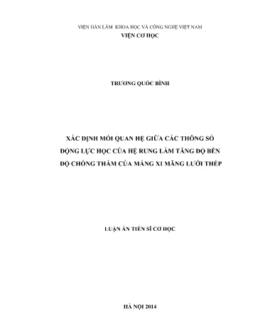 Luận án Xác định mối quan hệ giữa các thông số động lực học của hệ rung làm tăng độ bền độ chống thẩm của máng xi măng lưới thép Luận án Xác định mối quan hệ giữa các thông số động lực học của hệ rung làm tăng độ bền độ chống thẩm của máng xi măng lưới thép