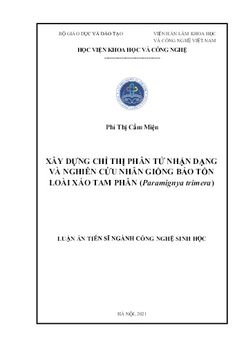 Luận án Xây dựng chỉ thị phân tử nhận dạng và nghiên cứu nhân giống bảo tồn loài xáo tam phân (Paramignya trimera)