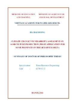 Tóm tắt Luận án Climate change vulnerability assessment on agriculture production. pilot application for some provinces in the red river delta