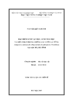 Tóm tắt Luận án Đặc điểm sinh vật học, sinh thái học và biện pháp phòng chống sâu cuốn lá vừng Antigastra catalaunalis (Duponchel) (Lepidoptera: Pyralidae) tại Lộc Hà, Hà Tĩnh