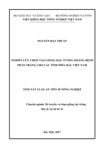 Tóm tắt Luận án Nghiên cứu chọn tạo giống đậu tương kháng bệnh phấn trắng cho các tỉnh phía Bắc Việt Nam