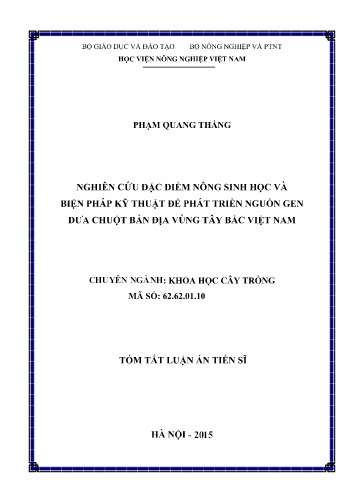Tóm tắt Luận án Nghiên cứu đặc điểm nông sinh học và biện pháp kỹ thuật để phát triển nguồn gen dưa chuột bản địa vùng Tây Bắc Việt Nam