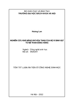 Tóm tắt Luận án Nghiên cứu khả năng khí hóa than của hệ vi sinh vật từ bể than sông Hồng Tóm tắt Luận án Nghiên cứu khả năng khí hóa than của hệ vi sinh vật từ bể than sông Hồng