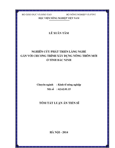 Tóm tắt Luận án Nghiên cứu phát triển làng nghề gắn với chương trình xây dựng nông thôn mới ở tỉnh Bắc Ninh