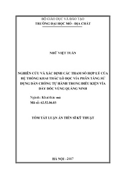 Tóm tắt Luận án Nghiên cứu và xác định các tham số hợp lý của hệ thống khai thác lò dọc vỉa phân tầng sử dụng dàn chống tự hành trong điều kiện vỉa dày dốc vùng Quảng Ninh