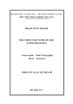 Tóm tắt Luận án Phát triển chăn nuôi lợn thịt ở tỉnh Thanh Hoá